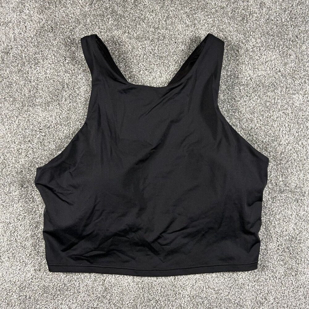 Athleta Padded Sports Bra Womens Medium High Neck Racerback Longline Yoga Top